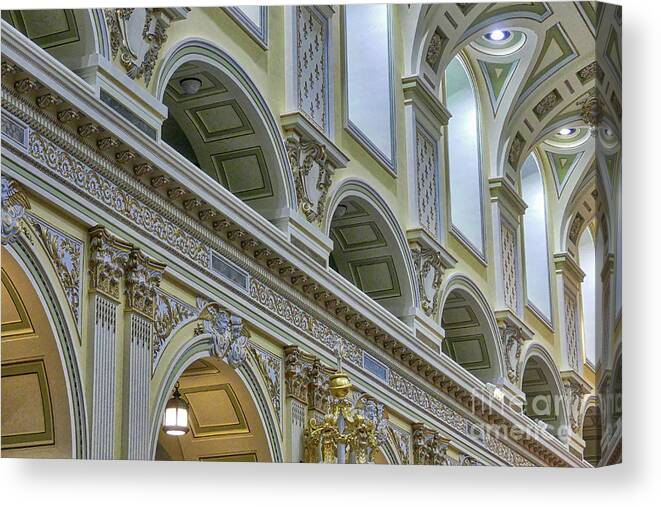 Cathedral-basilica Of Notre-dame De Québec Canvas Print featuring the photograph Cathedral Basilica of Notre Dame de Quebec by Amy Dundon