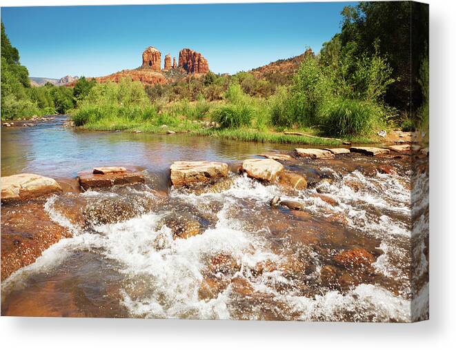 Scenics Canvas Print featuring the photograph Cathedral Rocks Vortex Red Rock by Yinyang