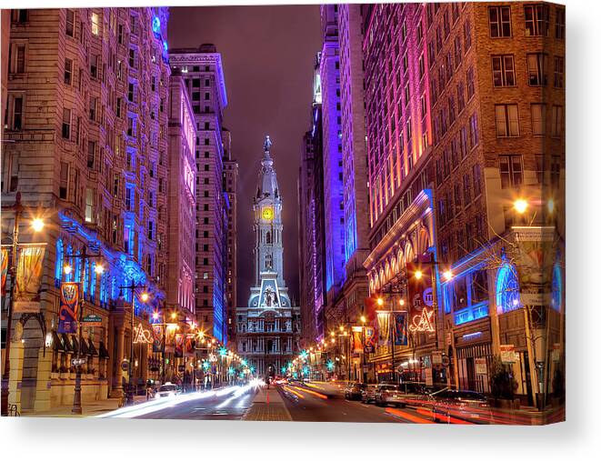 Land Vehicle Canvas Print featuring the photograph Center City Philadelphia by Eric Bowers Photo