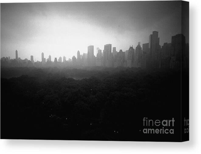 Central Park Canvas Print featuring the photograph Central Park And Midtown Skyline From by New York Daily News Archive