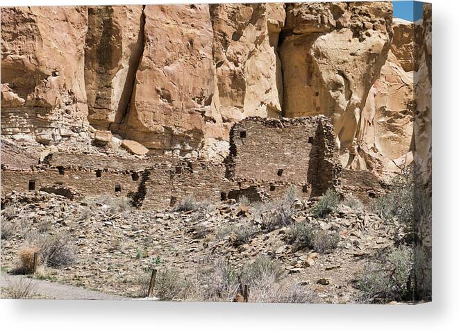 Pueblo Cultures Canvas Print featuring the photograph Chacoan Great House, Chaco Canyon, NM by Segura Shaw Photography