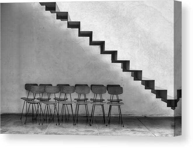 Chairs Canvas Print featuring the photograph Chairs Tucked In by Ugur Erkmen