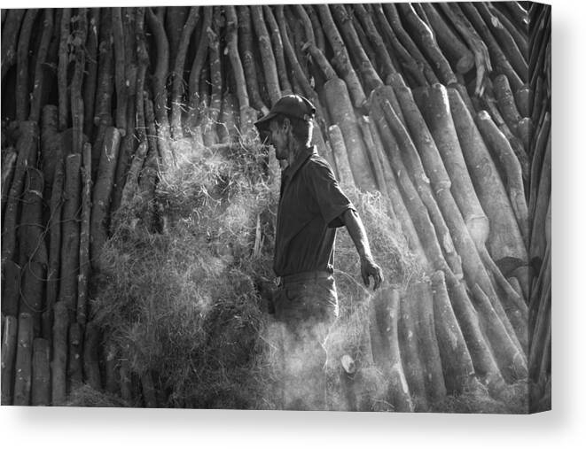 Charcoal Canvas Print featuring the photograph Charcoal Producer by Bruno Lavi