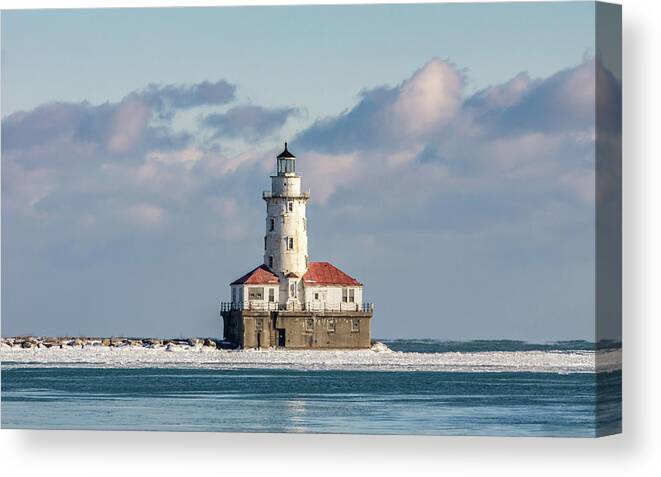 Chicago Canvas Print featuring the photograph Chicago Harbour Light by Framing Places