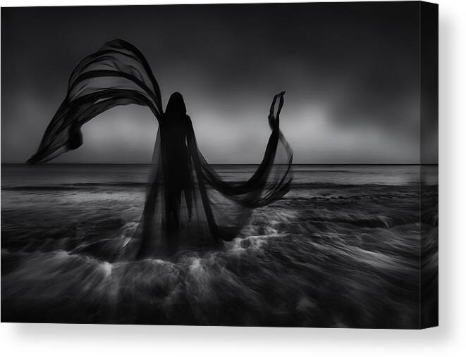Veil Canvas Print featuring the photograph Children Of Chaos I :nyx by Maria Kaimaki