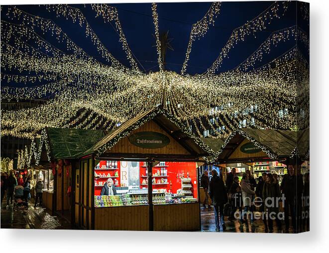 Christmas Market Canvas Print featuring the photograph Christmas Market in Essen by Eva Lechner