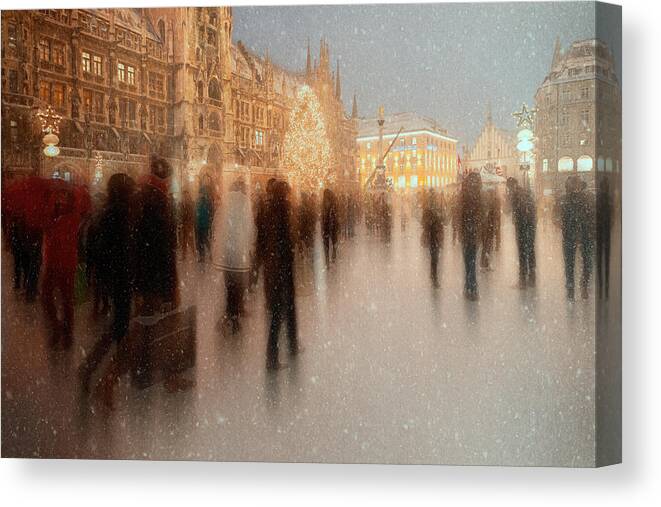 Munich Canvas Print featuring the photograph Christmas Shopping by Roswitha Schleicher-schwarz