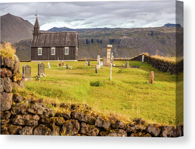 Church Canvas Print featuring the photograph Church Cemetery of Iceland by David Letts