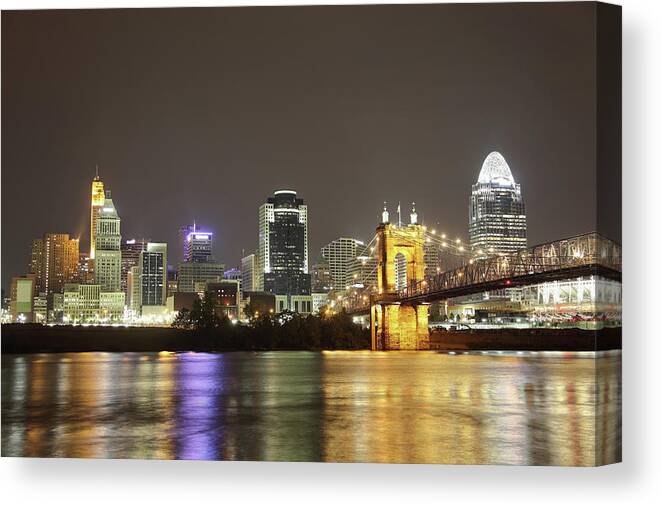 Downtown District Canvas Print featuring the photograph Cincinnati by Denistangneyjr