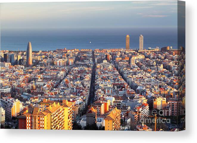 Spain Canvas Print featuring the photograph Cityscape Of Barcelona Spain by Ttstudio