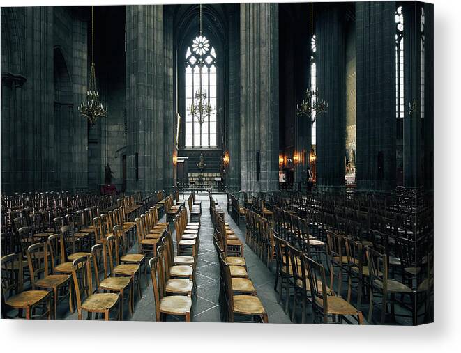 Abandonment Canvas Print featuring the digital art Clermont-ferrand Cathedral, Clermont-ferrand, France by Gu