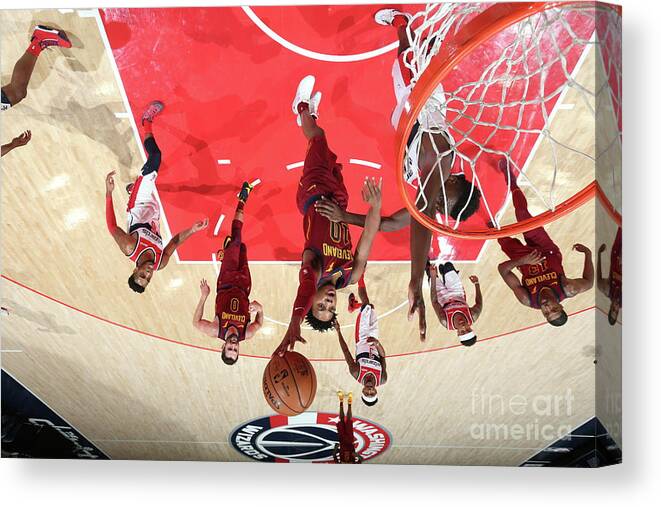 Darius Garland Canvas Print featuring the photograph Cleveland Cavaliers V Washington Wizards by Stephen Gosling