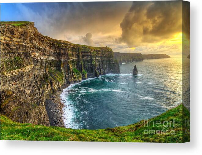 Big Canvas Print featuring the photograph Cliffs Of Moher At Sunset Co Clare by Patryk Kosmider