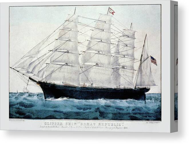 Clipper Canvas Print featuring the painting Clipper Ship Great Republic by Nathaniel Currier