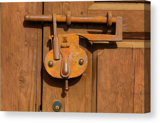 Photography Canvas Print featuring the photograph Close-up Of An Old Lock, Santa Fe, New by Panoramic Images
