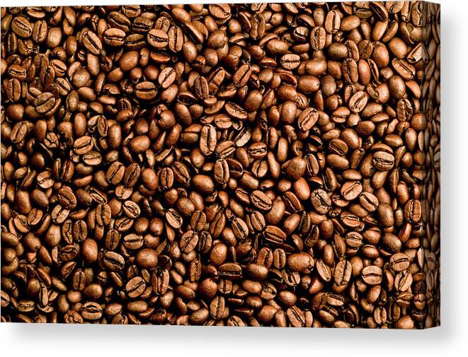 Large Group Of Objects Canvas Print featuring the photograph Close Up Of Medium Roasted Coffee Beans by Lucidio Studio, Inc.