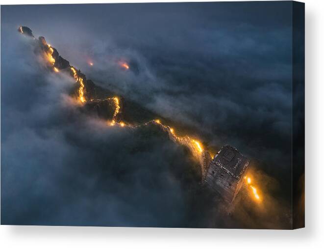 China Canvas Print featuring the photograph Clouds Over The Dragon\'s Back by Yuan Cui