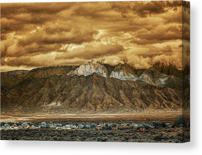 Mountain Canvas Print featuring the photograph Cloudy Day Over the Sandias by Michael McKenney