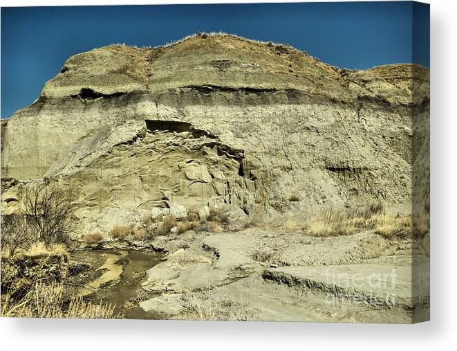 Landscape Canvas Print featuring the photograph Coal vein Makoshika State Park by Jeff Swan