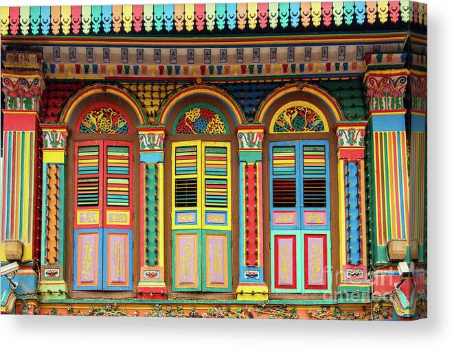 Shutter Canvas Print featuring the photograph Colorful Facade Of Building In Little by Suttipong Sutiratanachai