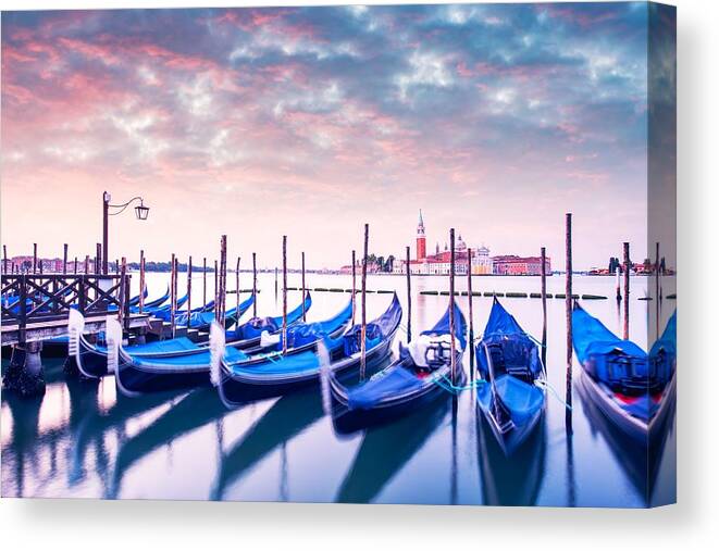 Landscape Canvas Print featuring the photograph Colorful Landscape With Pink Sunset Sky by Ivan Kmit