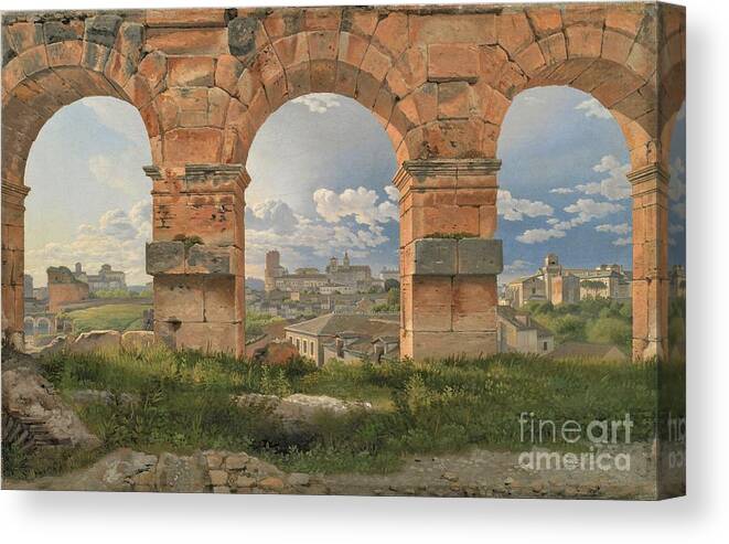 Uspd: Reproduction Canvas Print featuring the painting Colosseum three arches by Thea Recuerdo