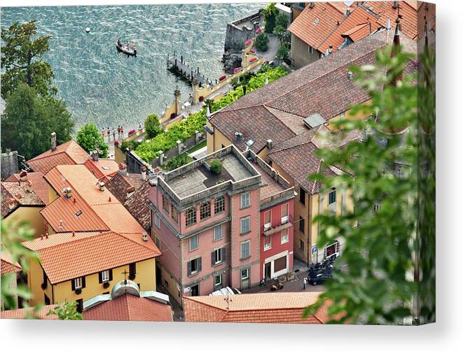 Estock Canvas Print featuring the digital art Como Lake, Varenna, Italy by Monica Goslin