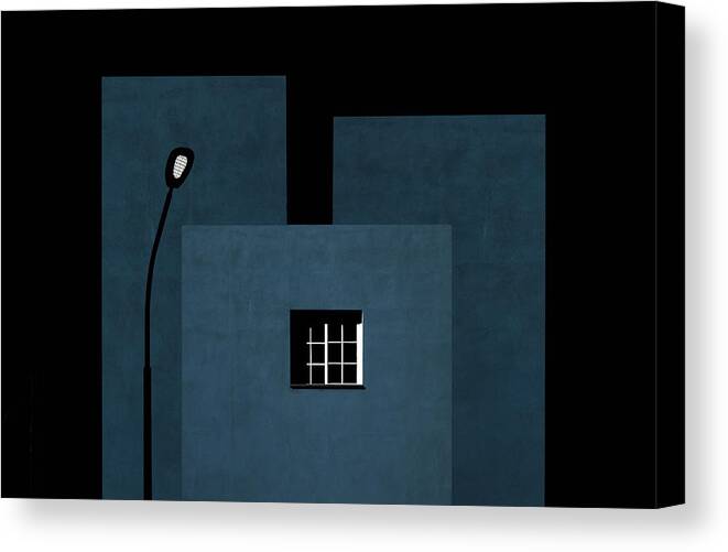 Architecture Canvas Print featuring the photograph Composition With Window And Street Lamp by Inge Schuster