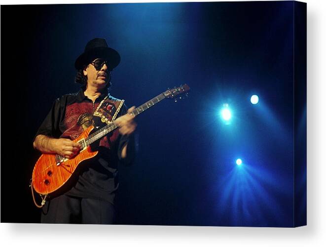 Concert Canvas Print featuring the photograph Concert Of Carlos Santana In Bercy by Alain Benainous