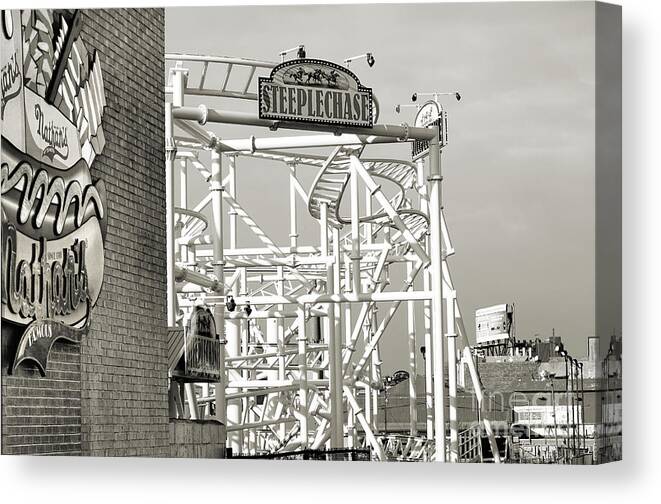 Coney Island Canvas Print featuring the photograph Coney Icons on a Winter Afternoon by Steve Ember