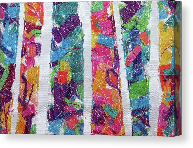 Fiber Art Canvas Print featuring the tapestry - textile Confetti is Good for the Soul by Pam Geisel