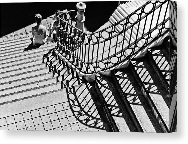 Stair Canvas Print featuring the photograph Confidential Stairs by Laura Mexia