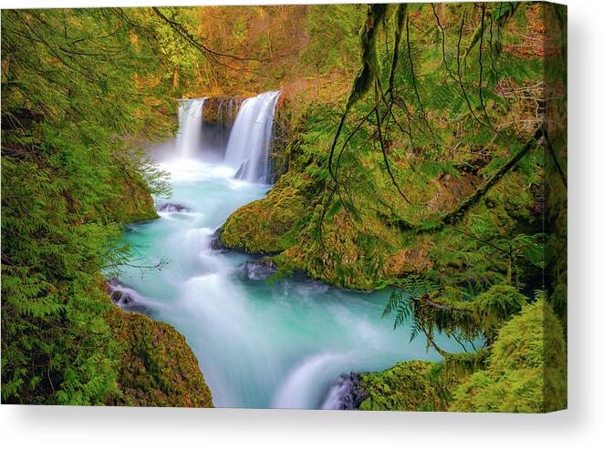 Waterfall Canvas Print featuring the photograph Cool Mountain Water Flows Outward to the Sea by Gary Kochel