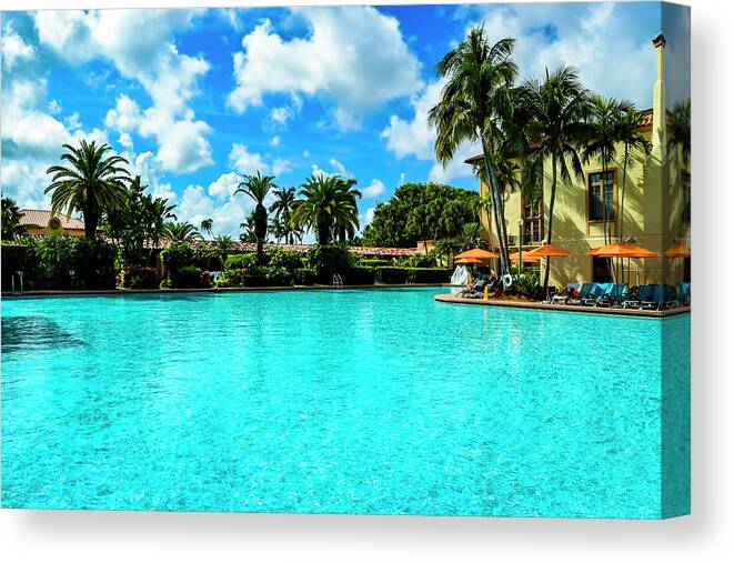 Architecture Canvas Print featuring the photograph Biltmore Hotel Pool in Coral Gables Series 0087 by Carlos Diaz