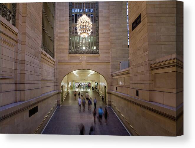 Color Image Canvas Print featuring the photograph Corridor In Grand Central Station by Rhyman007