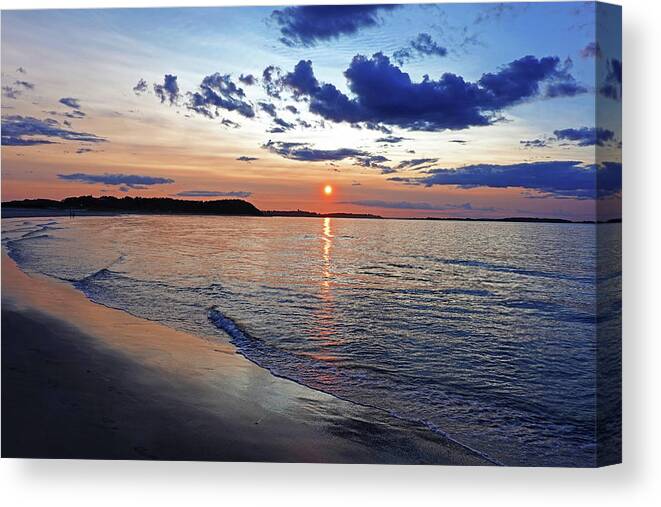 Ipswich Canvas Print featuring the photograph Crane Beach Sunset Ipswich MA Blue Clouds by Toby McGuire