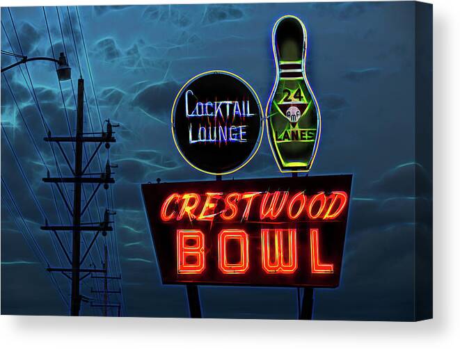 Americana Canvas Print featuring the photograph Crestwood Bowl Neon Sign by Robert FERD Frank