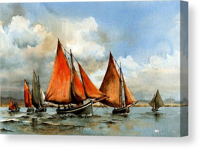 Ireland Canvas Print featuring the painting Criniu na mBad, Galway Bay. by Val Byrne