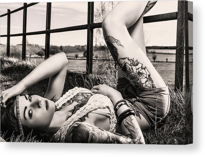 Tattoo Canvas Print featuring the photograph Crystal Rose by Simon Photography