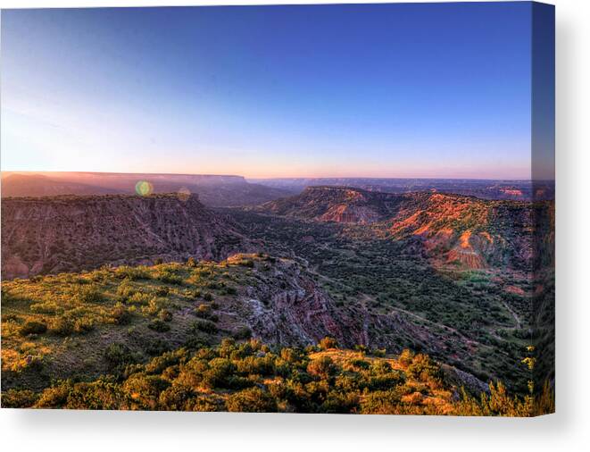 Scenics Canvas Print featuring the photograph Daybreak Over Palo Duro Canyon by Robert W. Hensley
