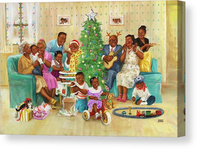 African American Family Canvas Print featuring the painting Dd_038 by Dianne Dengel