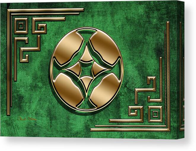 Deco Canvas Print featuring the digital art Deco Design 3 on Emerald by Chuck Staley