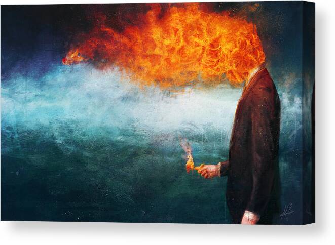 Fire Canvas Print featuring the painting Deep by Mario Sanchez Nevado