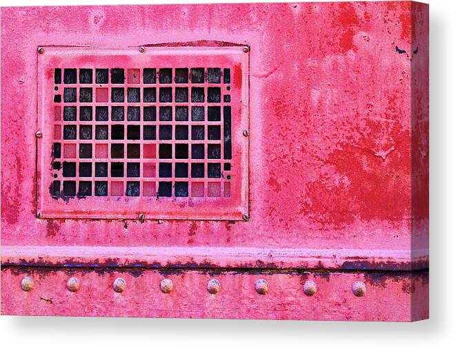 Industrial Art Canvas Print featuring the mixed media Deep Pink Train Engine Vent by Carol Leigh