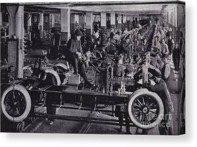 Factory Canvas Print featuring the photograph Detroit, A Big Motor Factory by American Photographer