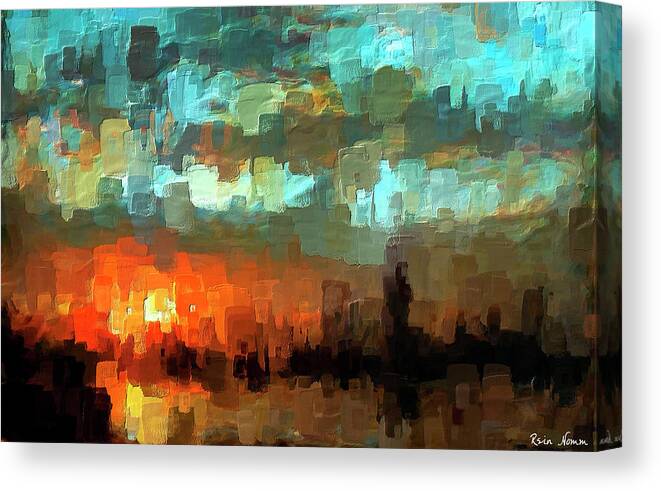  Canvas Print featuring the digital art Detroit Days End by Rein Nomm