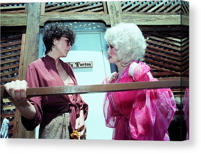 Music Canvas Print featuring the photograph Dolly Parton And Linda Ronstadt by Richard Mccaffrey