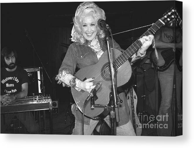 West Village Canvas Print featuring the photograph Dolly Parton Rehearsing For Performance by Bettmann