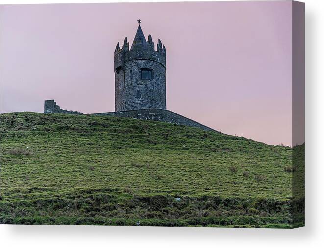 Canon Travel Photography Canvas Print featuring the photograph Doonagore Castle Ireland by John McGraw
