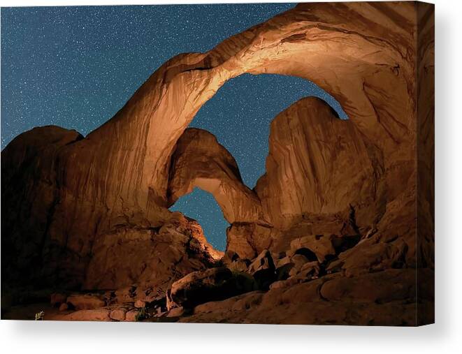 Utah Canvas Print featuring the photograph Double Arch - Nature Window in Utah by OLena Art by Lena Owens - Vibrant DESIGN